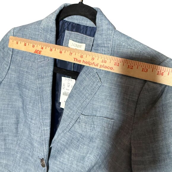 NWT J. Crew 100% Cotton Chambray Blazer Suit Jacket Coat Women's Size 00 Blue - Picture 8 of 10